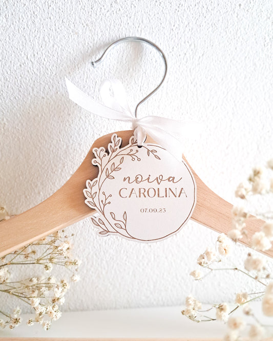 Aplicação personalizada em MDF para cabides - Noiva/Noivo