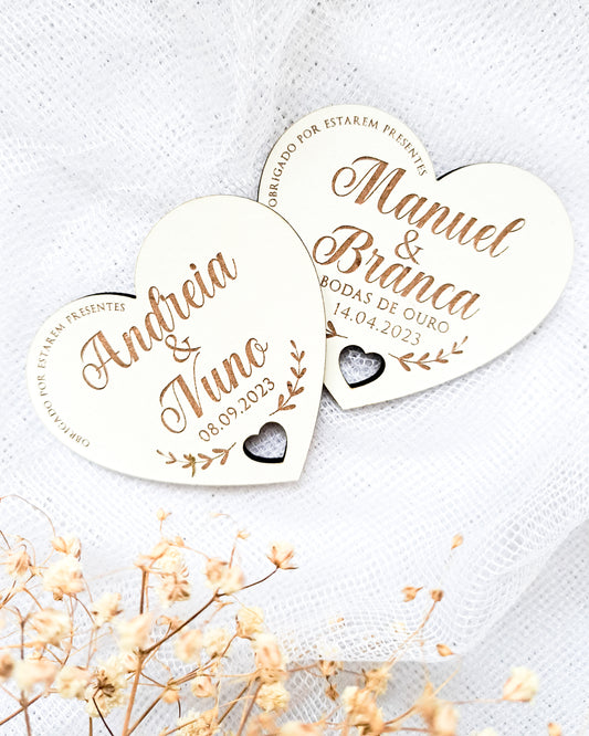 Íman coração Branco - Lembrança Casamento
