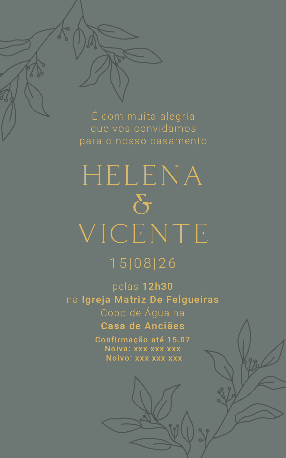 Convite Digital de Casamento – Modelo "Verde"