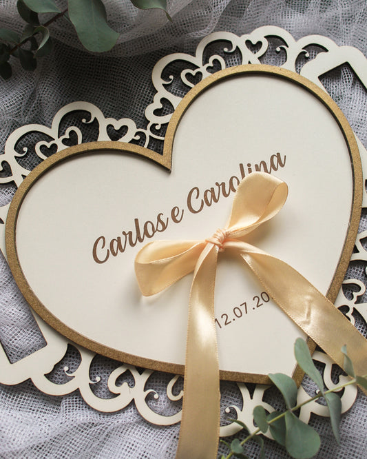 Porta Alianças Coração com pega