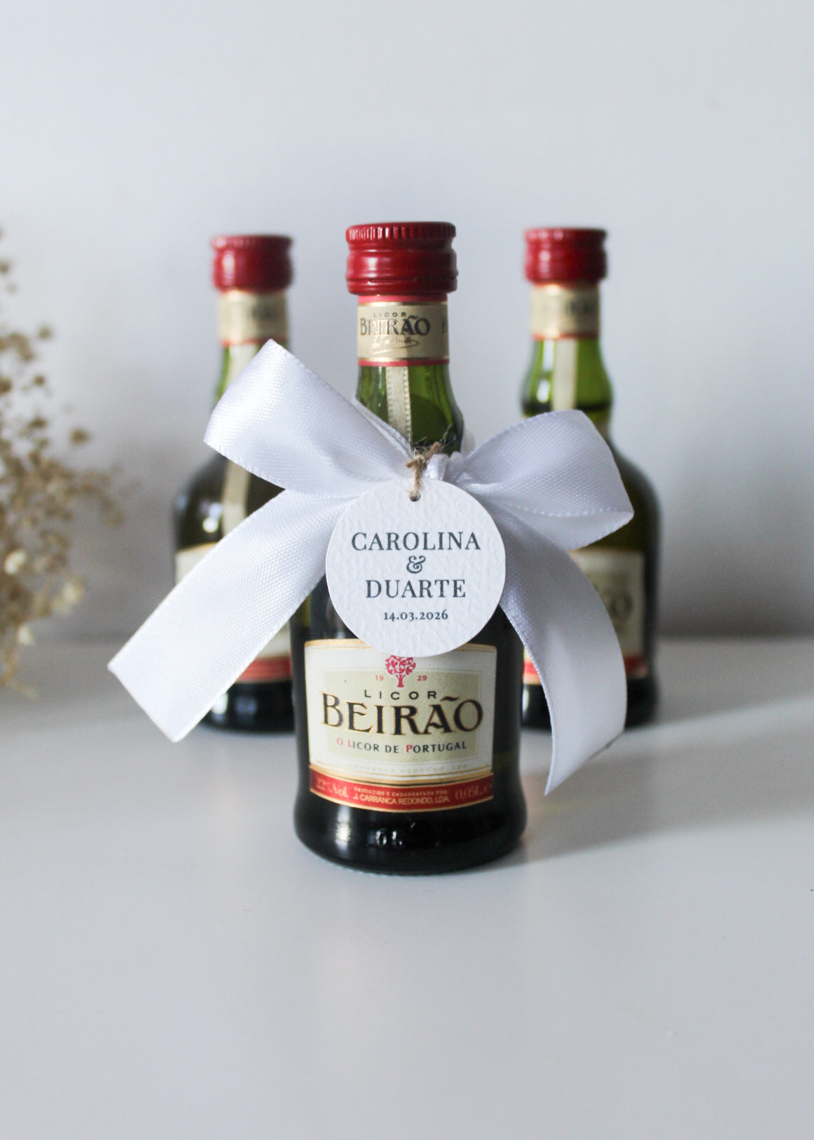 Mini Garrafa Licor Beirão - Lembrança Casamento