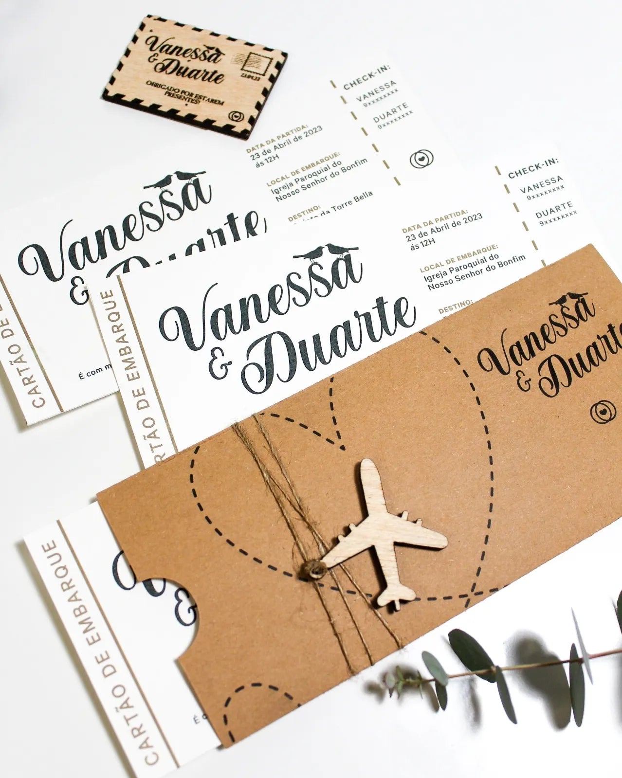 Convite Casamento "Bilhete Avião"