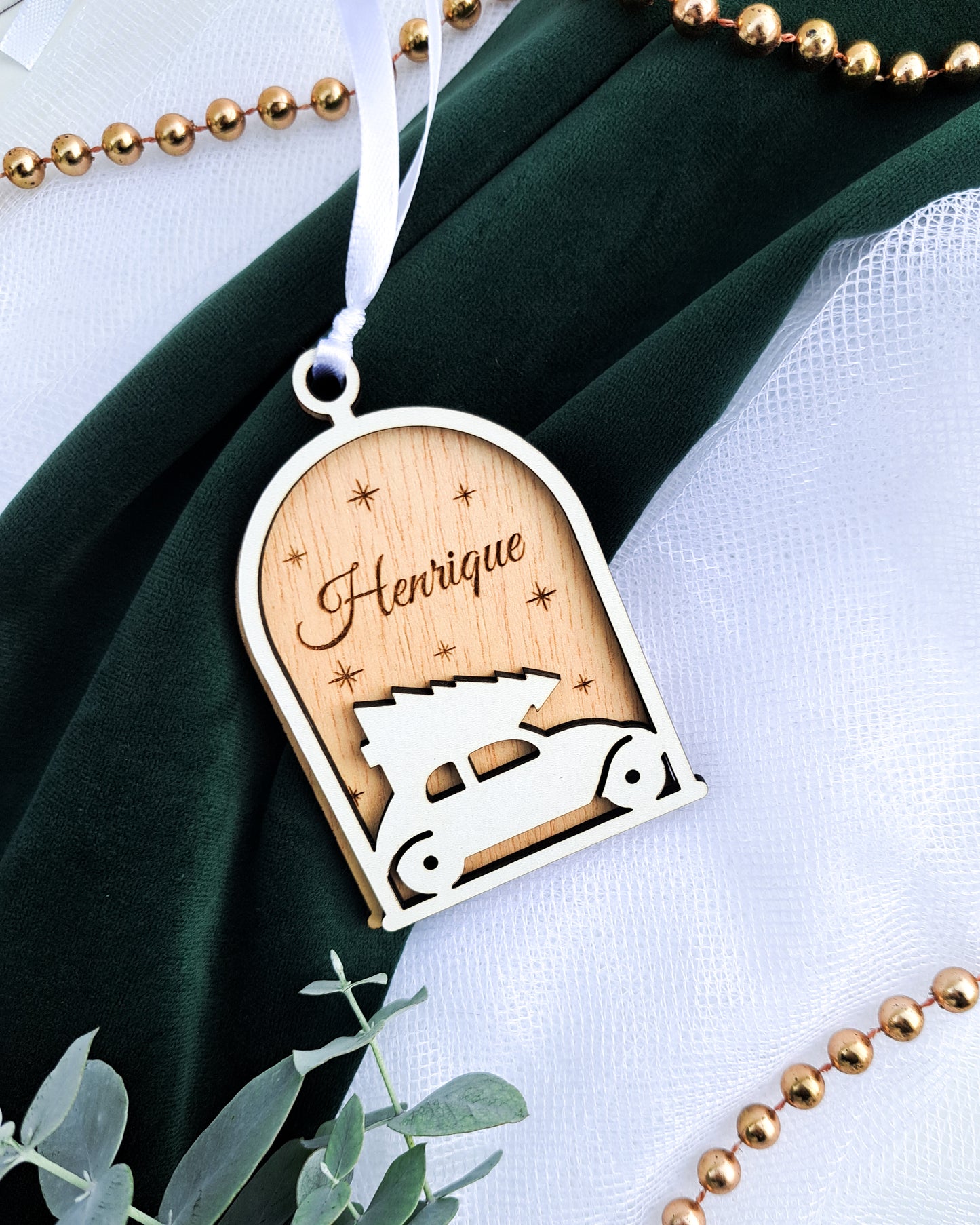 Enfeite de Natal Personalizado - Globo com carrinho