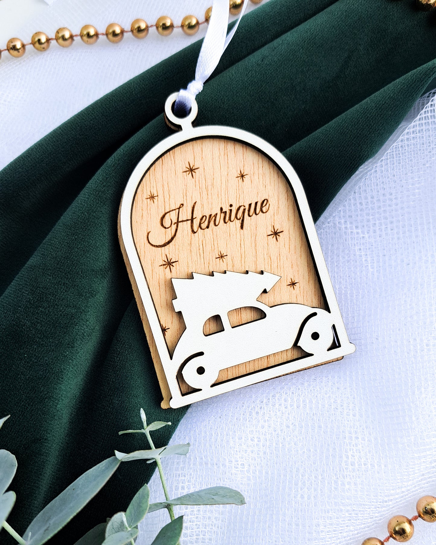 Enfeite de Natal Personalizado - Globo com carrinho