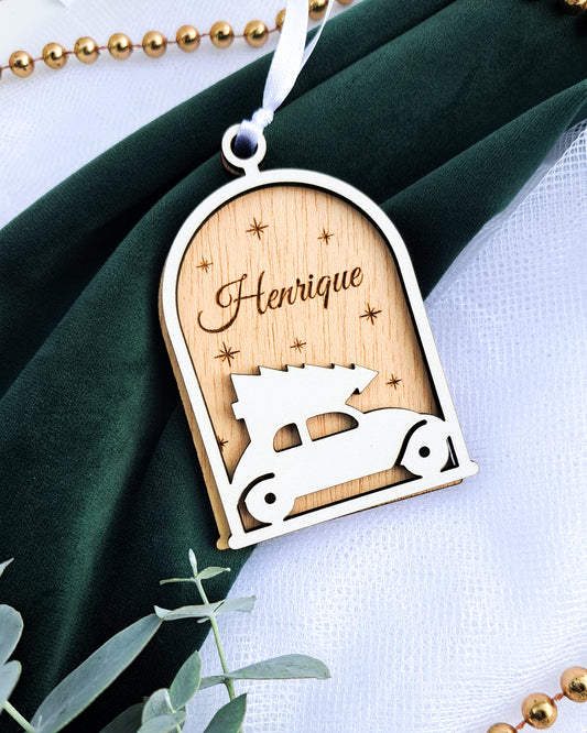 Enfeite de Natal Personalizado - Globo com carrinho