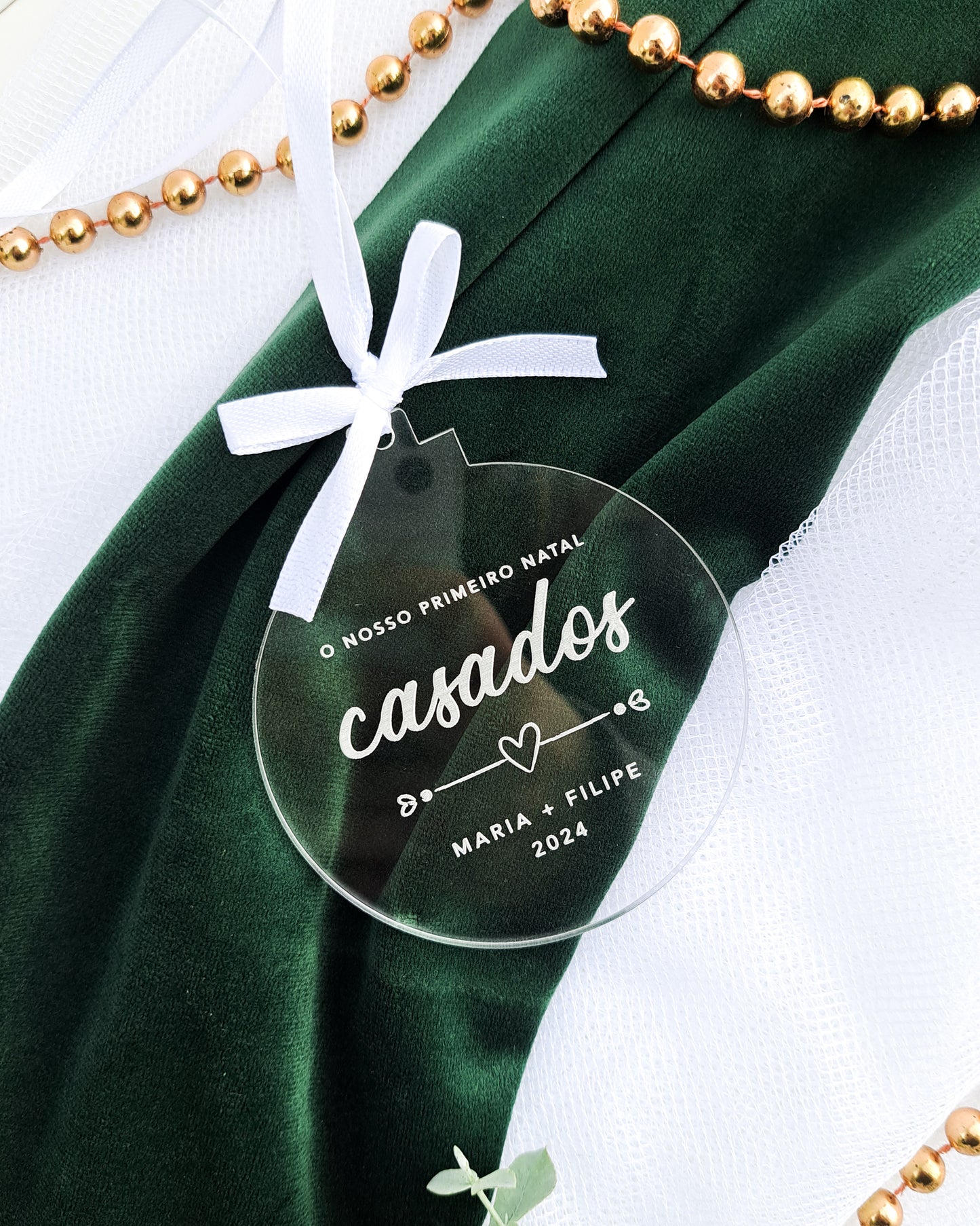 Bola de Natal Personalizada Acrílico - 1º Natal Casados