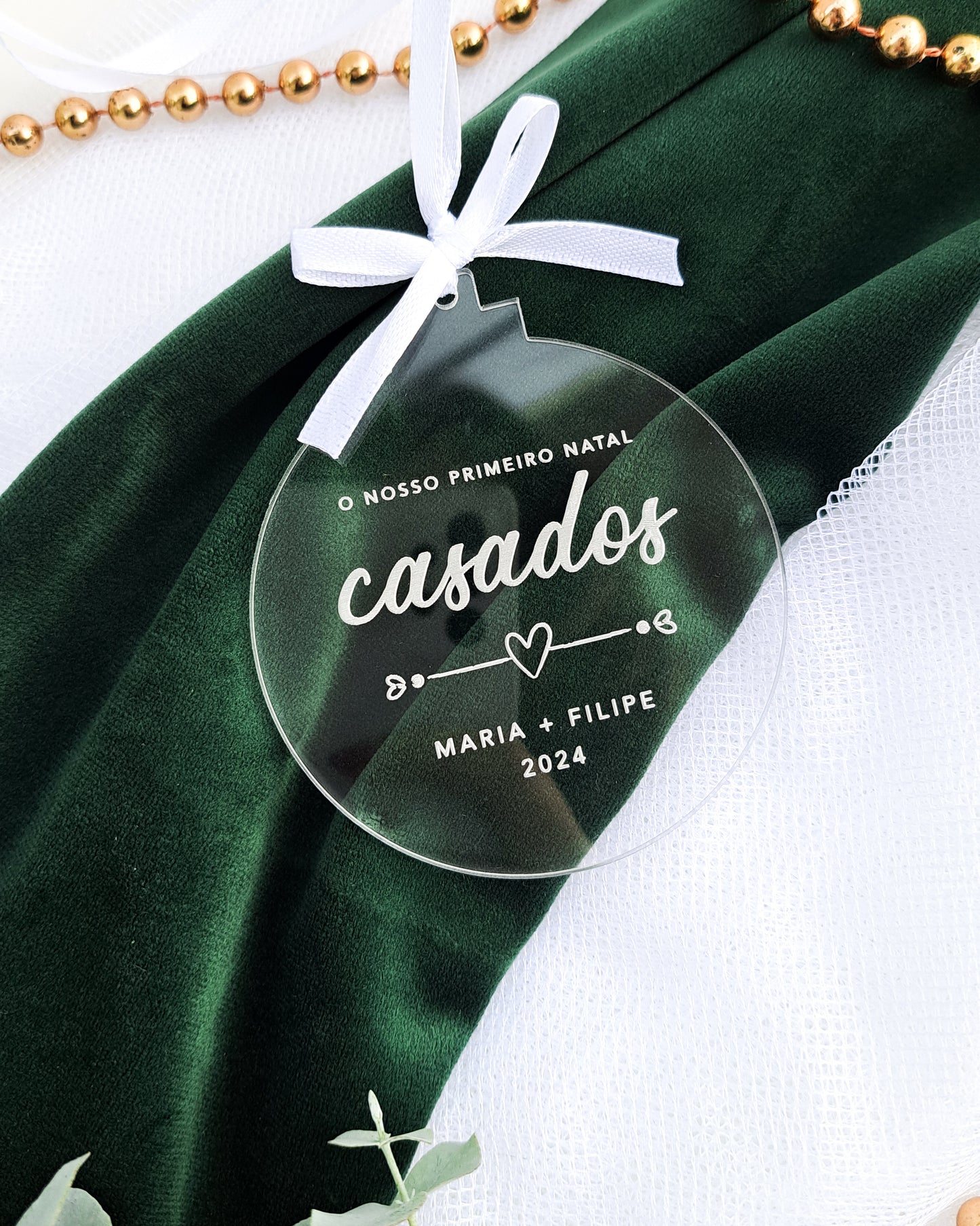 Bola de Natal Personalizada Acrílico - 1º Natal Casados