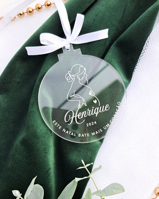 Bola de Natal Personalizado Acrílico - Este natal bate mais um coração