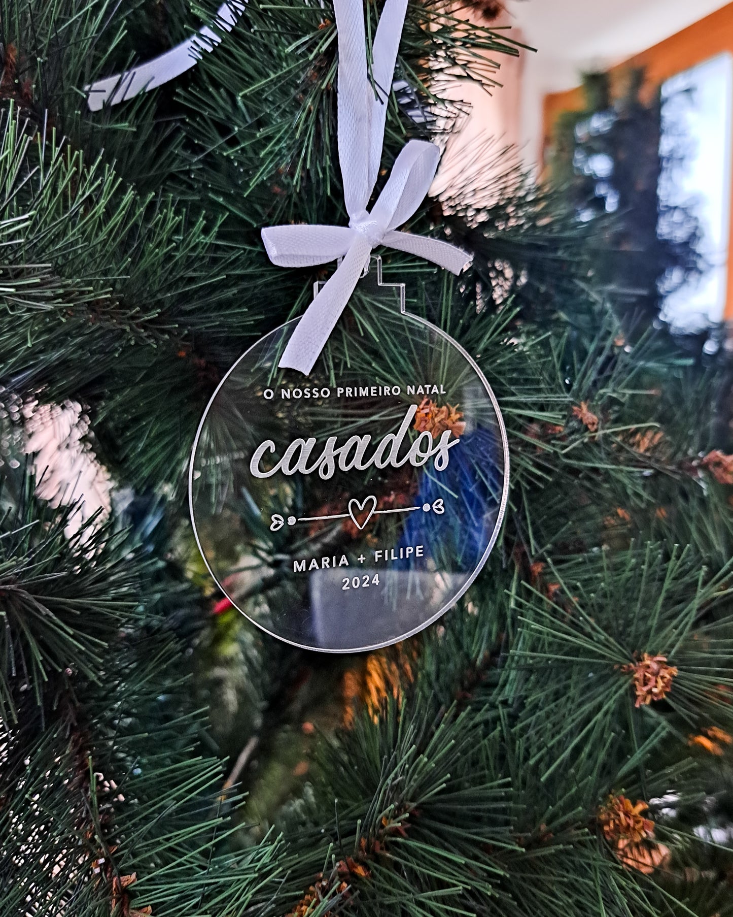 Bola de Natal Personalizada Acrílico - 1º Natal Casados
