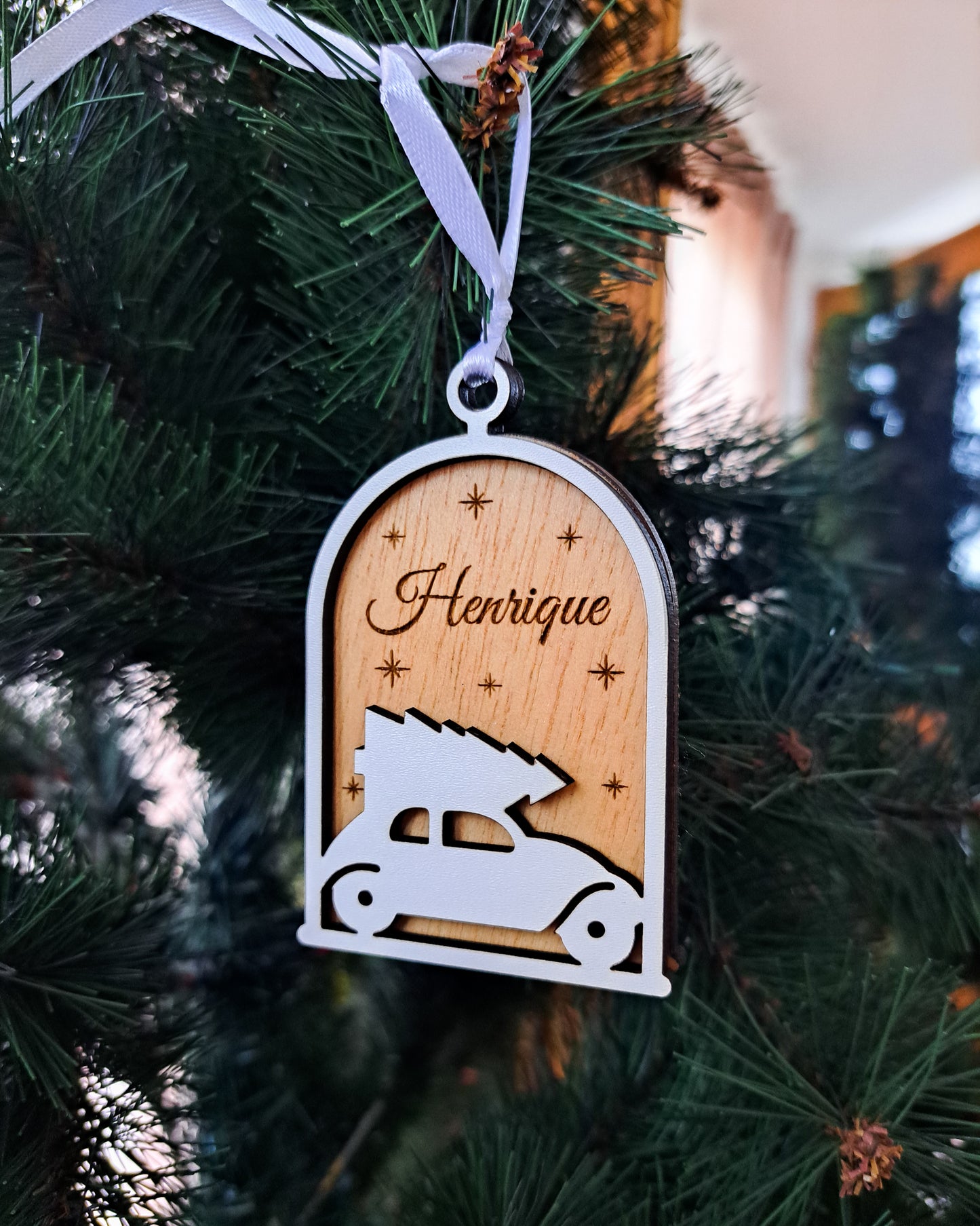 Enfeite de Natal Personalizado - Globo com carrinho