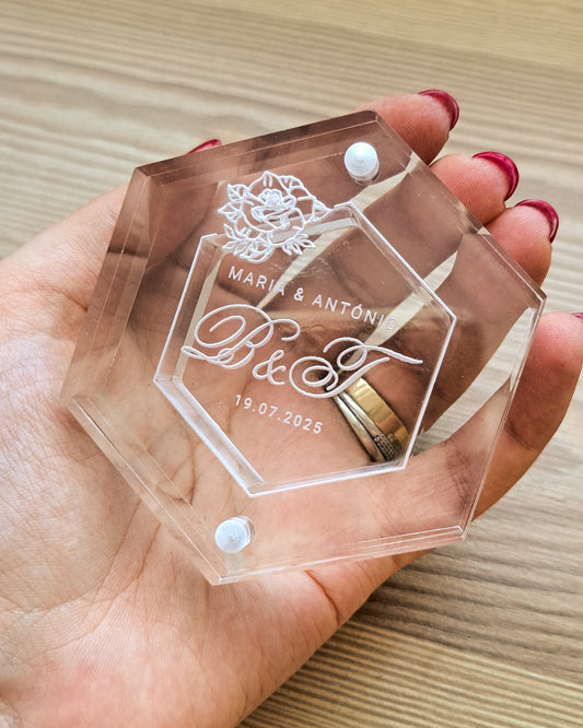 Porta-Alianças em acrílico com personalização