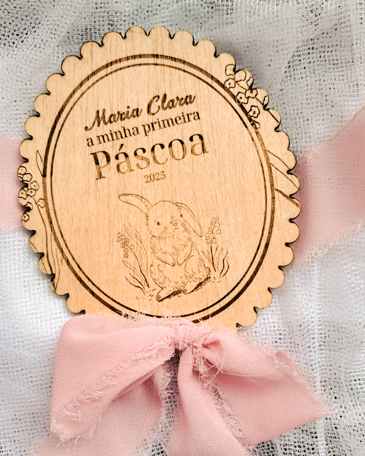 Placa em Madeira “A Minha Primeira Páscoa” – Personalizada