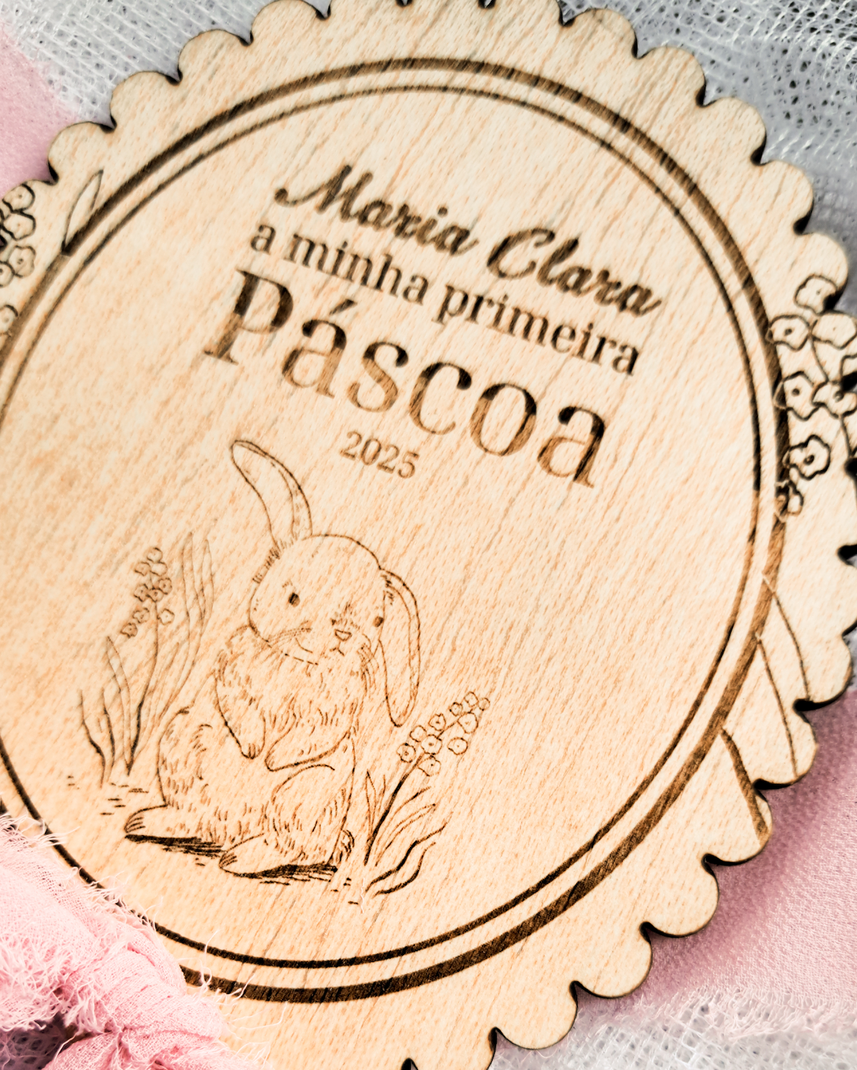 Placa em Madeira “A Minha Primeira Páscoa” – Personalizada