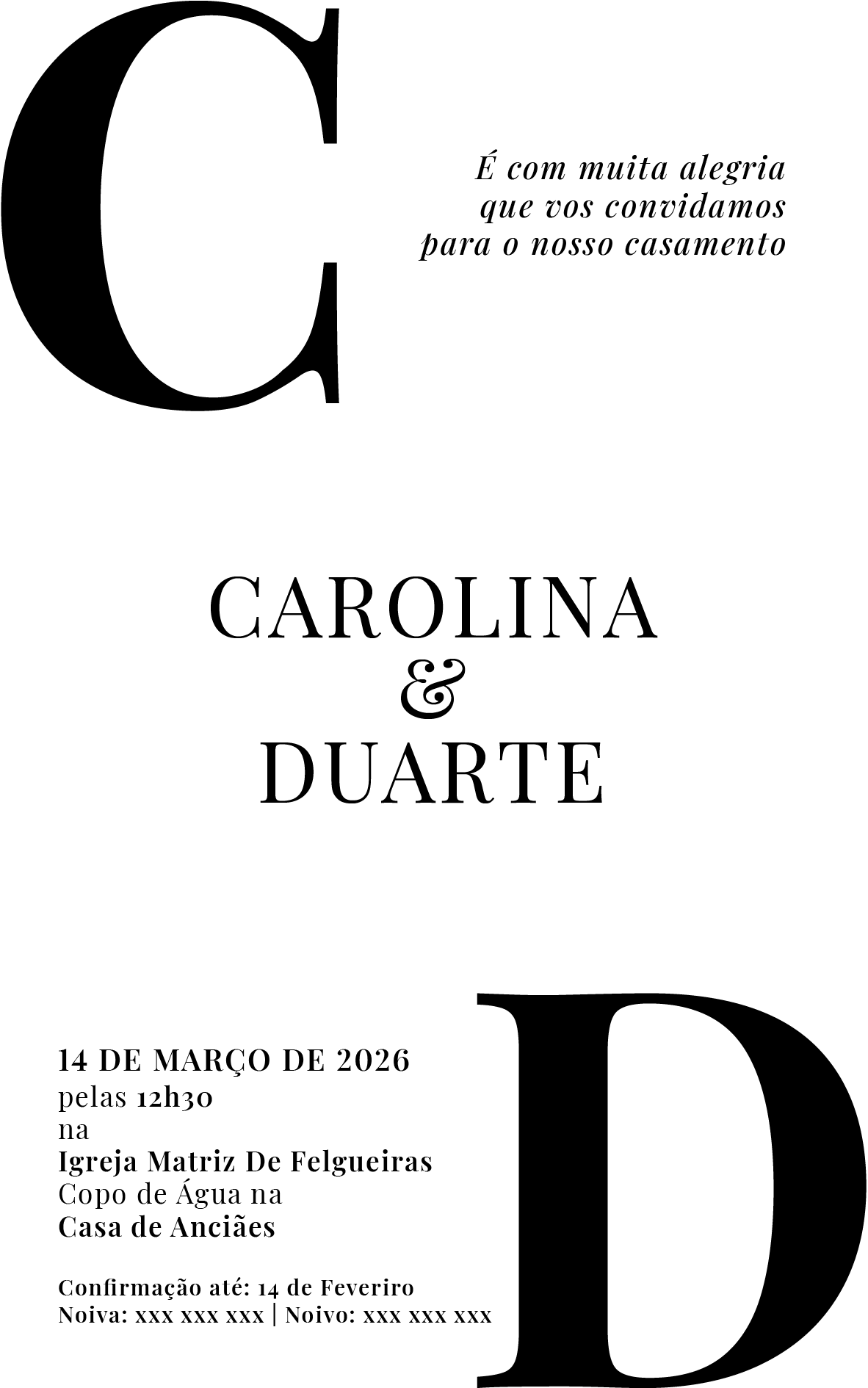 Convite de Casamento Digital - Modelo Minimal Elegante