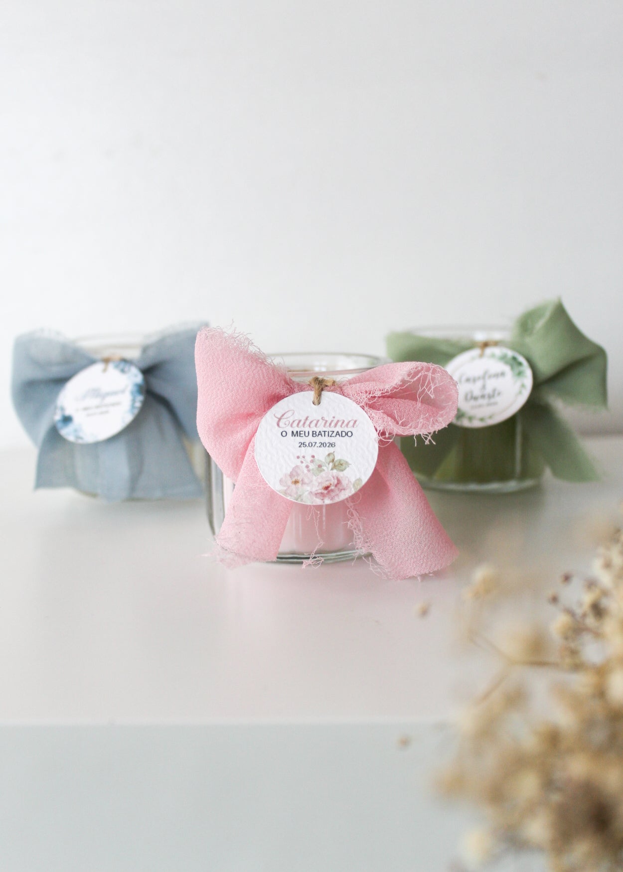 Mini Velas Personalizadas- Lembrança Batizados/Casamentos