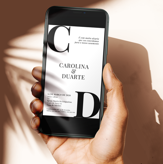 Convite de Casamento Digital - Modelo Minimal Elegante