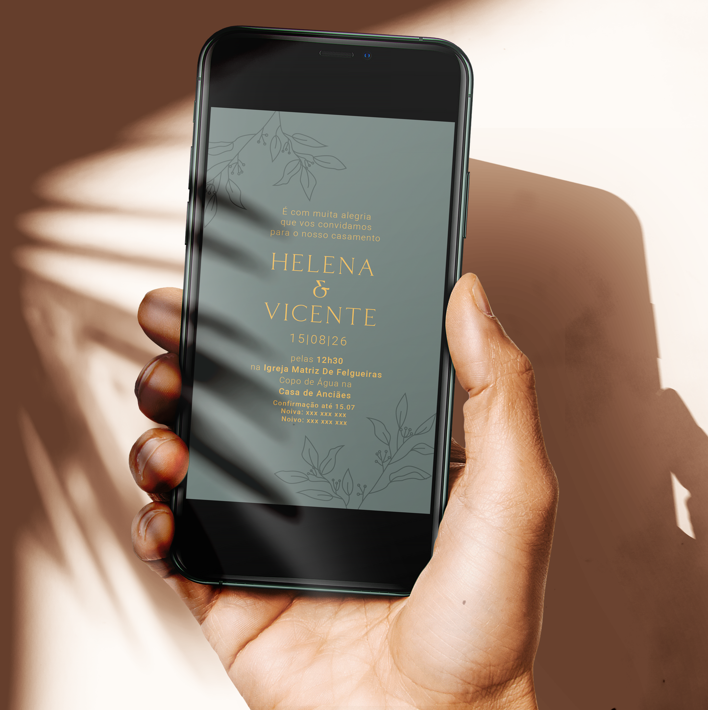Convite Digital de Casamento – Modelo "Verde"